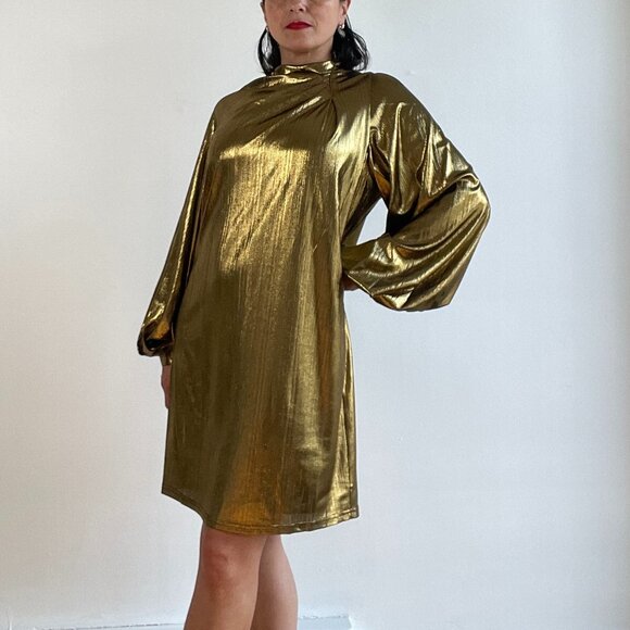 One 33 Social Gold Mini Dress Size 10 US - Picture 3 of 13